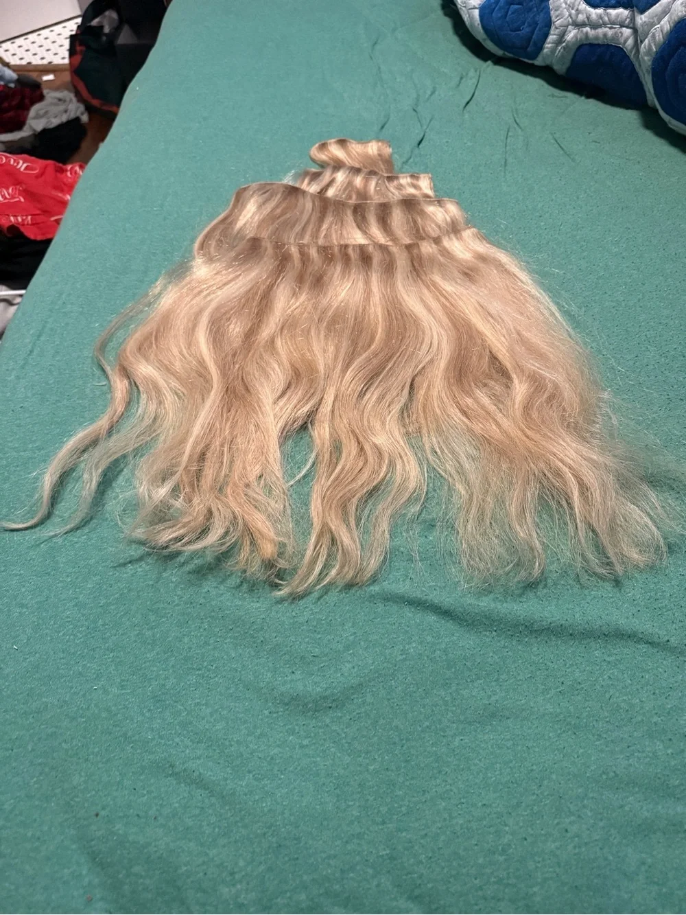 Blonde Wavy Clip-In Extensions with Subtle Ombré Effect